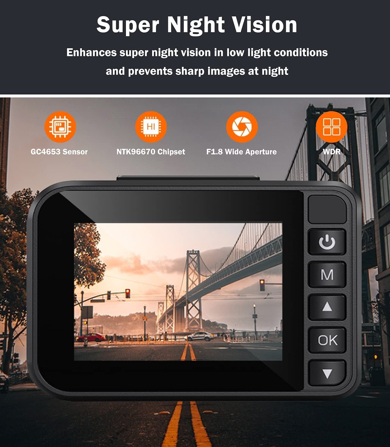 DS20 ADAS Function Dash Cam 4K Dual Cam Front and Rear Built-in GPS Front 4K/2.5K and Rear 1080P Dash Camera for Cars