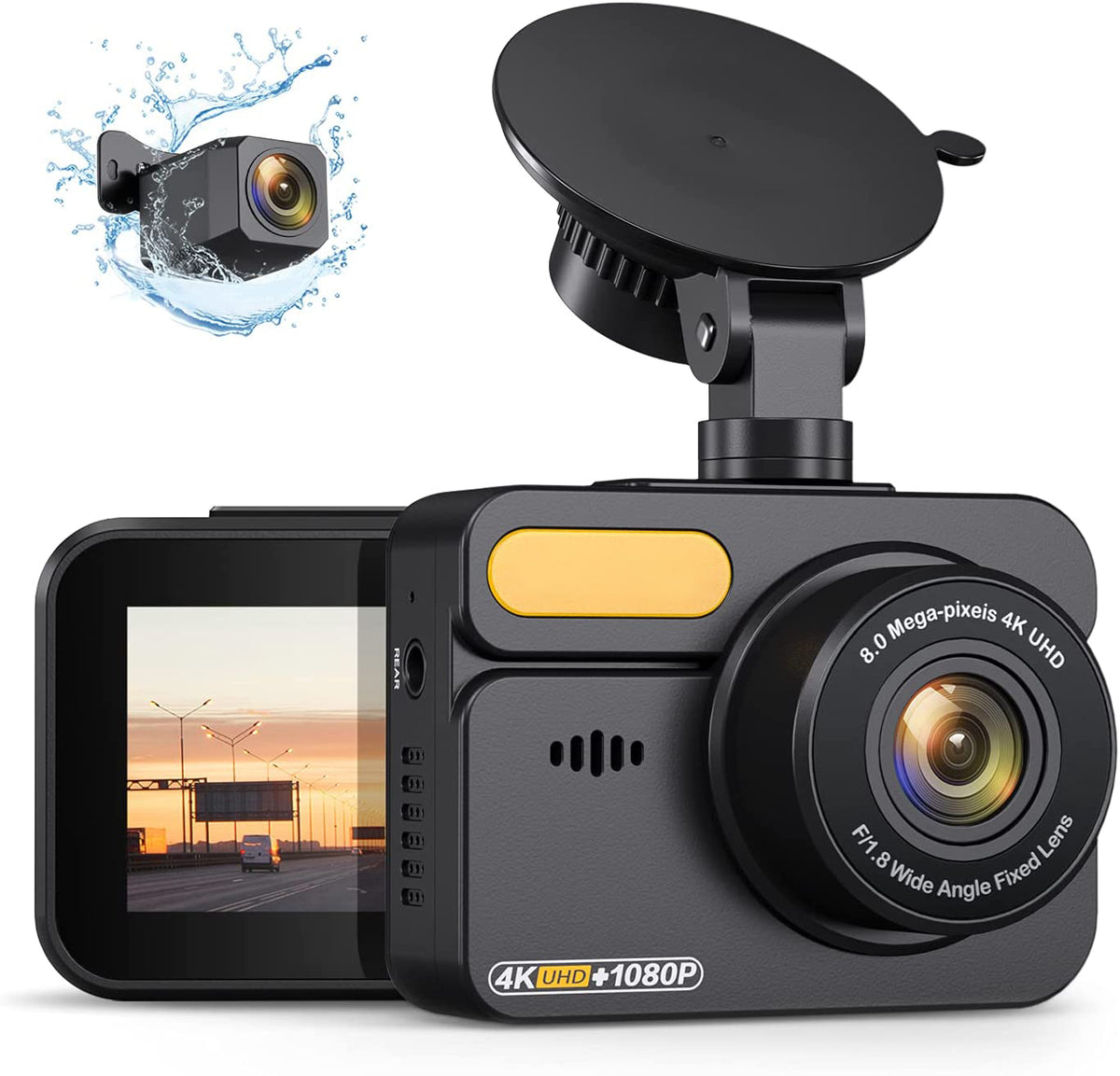 DS20 ADAS Function Dash Cam 4K Dual Cam Front and Rear Built-in GPS Front 4K/2.5K and Rear 1080P Dash Camera for Cars