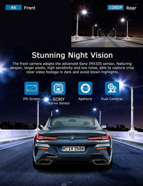 orskey dash cam front and rear