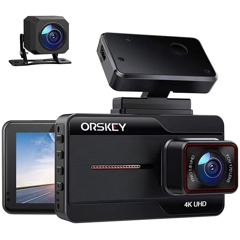 ORSKEY Cámara de Coche Dashcam Delantera y Trasera 1080P Full HD Doble Cámara  Coche Vigilancia 170